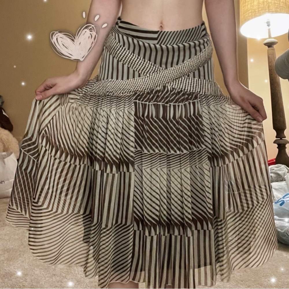 flowy midi skirt (InWear) brand brown and crème colored